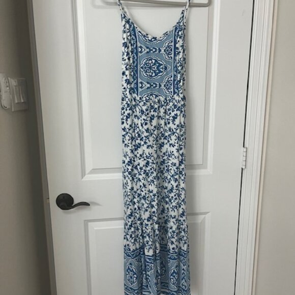 Blue print Midi sundress size small - Picture 2 of 5